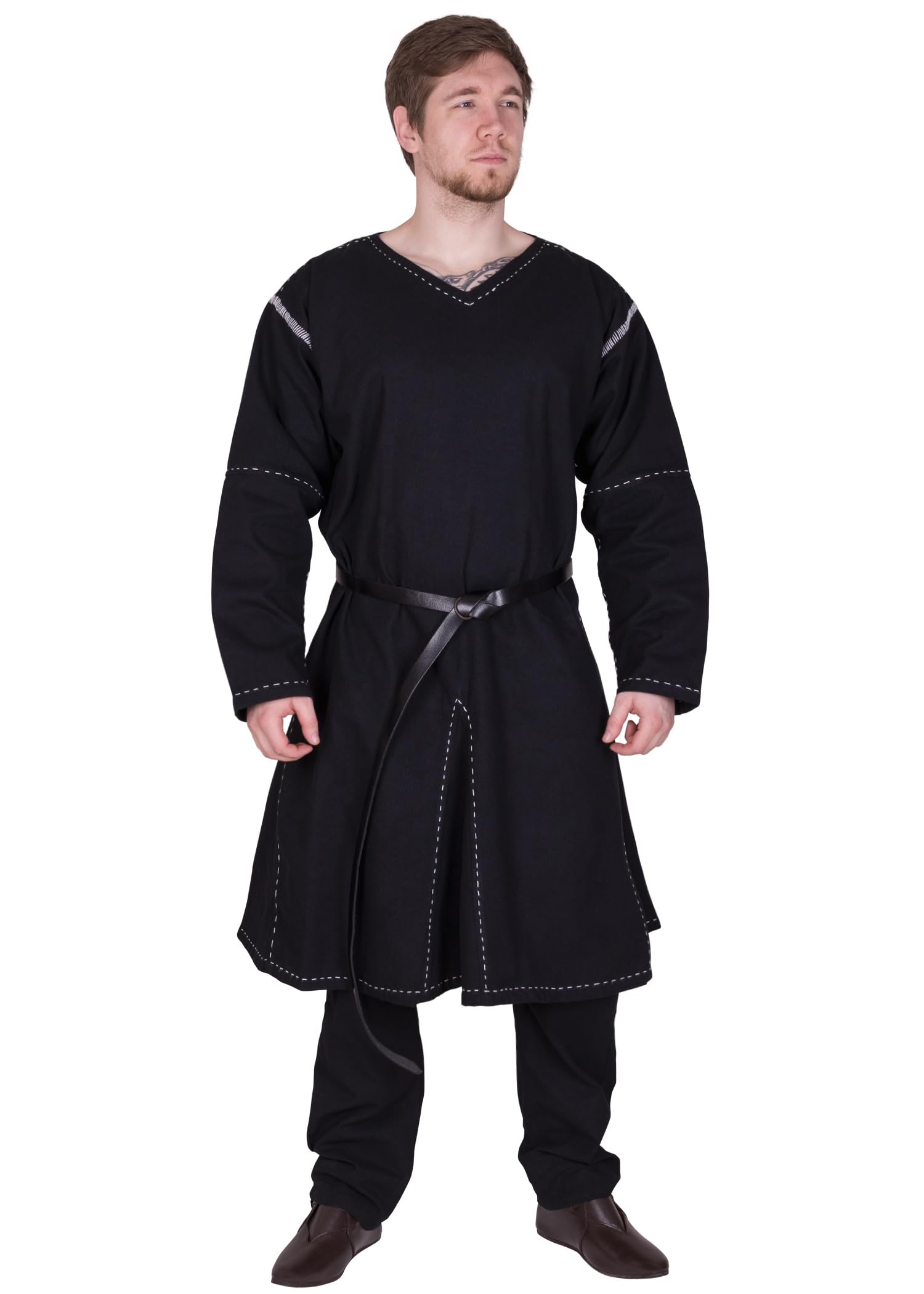 Battle-Merchant Wikinger Tunika Askur, Herren | Mittelalter, langarm Hemd, Baumwolle, für Reenactment, LARP & Fantasy Cosplay