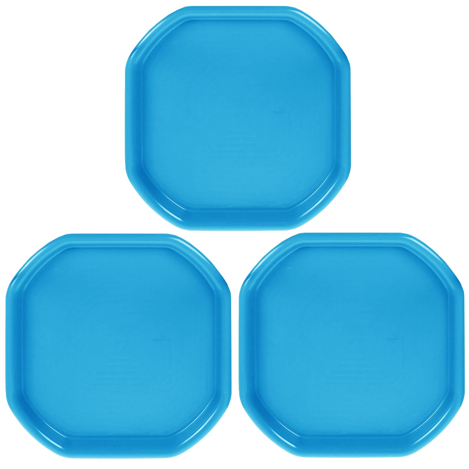 (Set of 3) Small Plastic Mixing Tray Water Play Builder Equipment Sand Pool Pit Tray Water Game Garden Beach Tuff Toddlers Messy Activities For Cement Mortar & Sand Plastering 70x70 CM (Sky Blue)