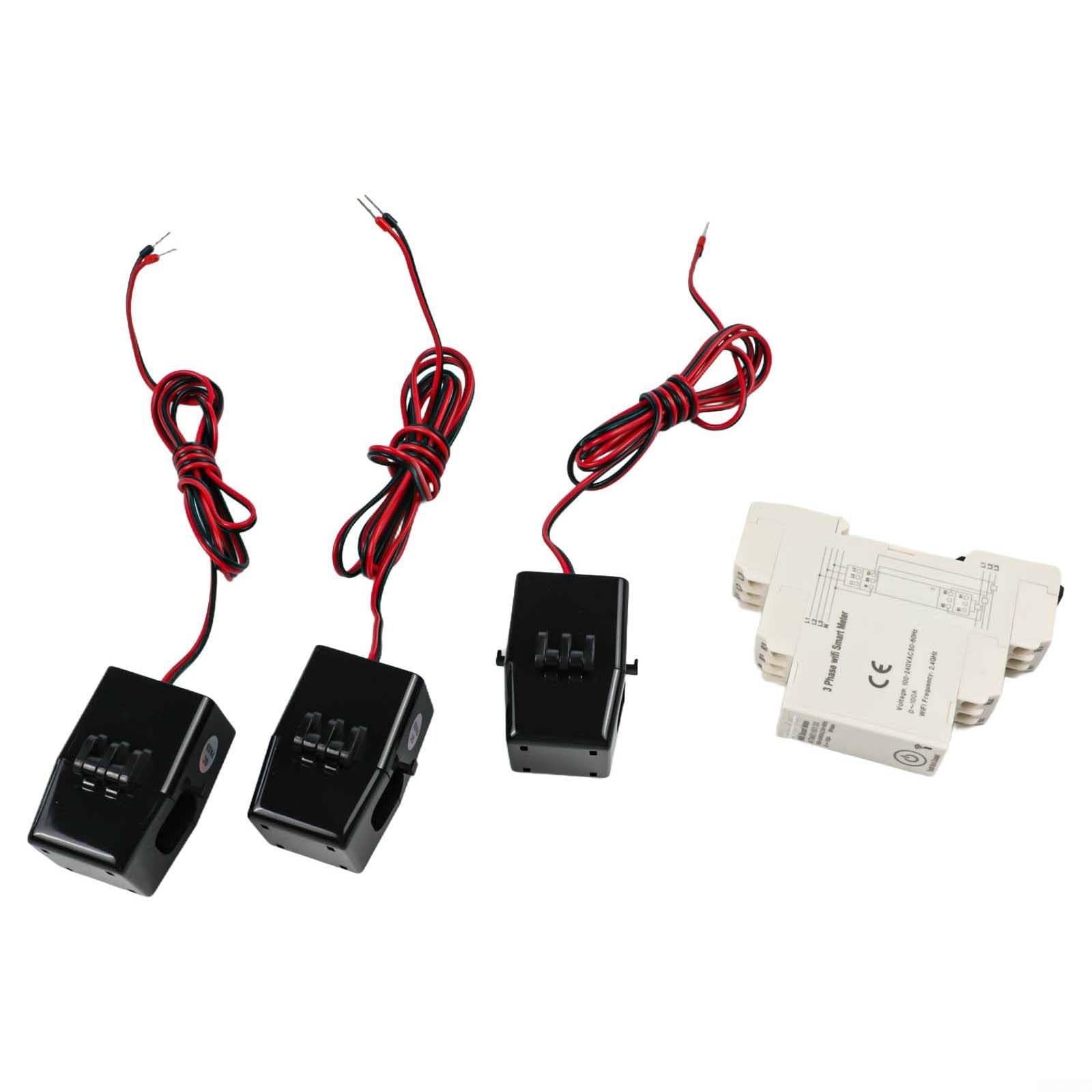 Compatibile 3 Fasi Meter, 100A WiFi Energy Monitor con Corrente, Tensione Remota e Dati di Alimentazione