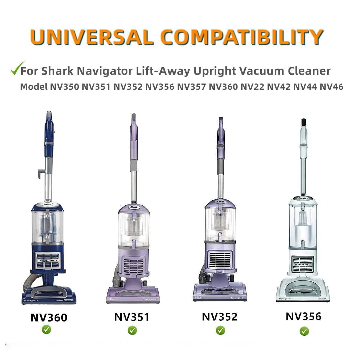 Replacement Belts for Shark Navigator NV350 NV351 NV352 NV353 NV355 NV356 NV357 NV360 NV22 NV42 NV44 NV46 UV400 UV410 UV420 UV440 ZU60 ZU561 ZU562 Lift-Away Upright Vacuum Cleaner, 2Pack