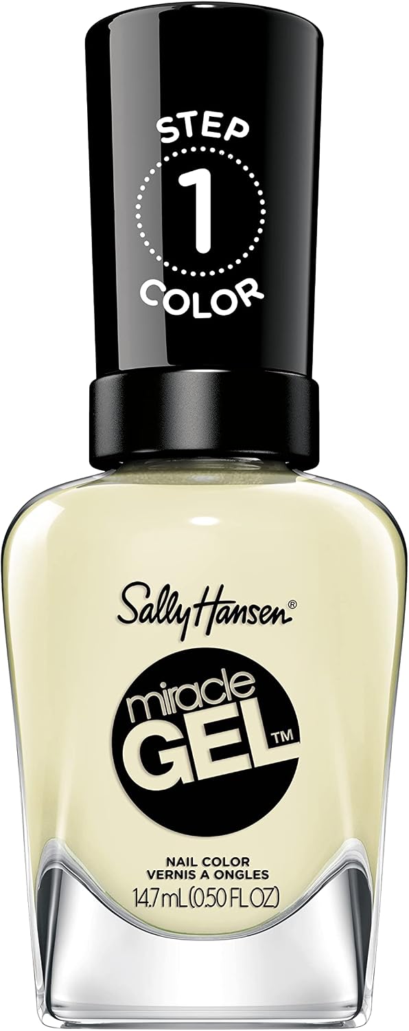 Sally Hansen Miracle Gel Salon Quality Nail Polish | Gel-Like Formula, Two-Step System, No UV Light Needed, Long Lasting | Opaque | 765 Knitterally The Best | Sand Yellow Nail Polish