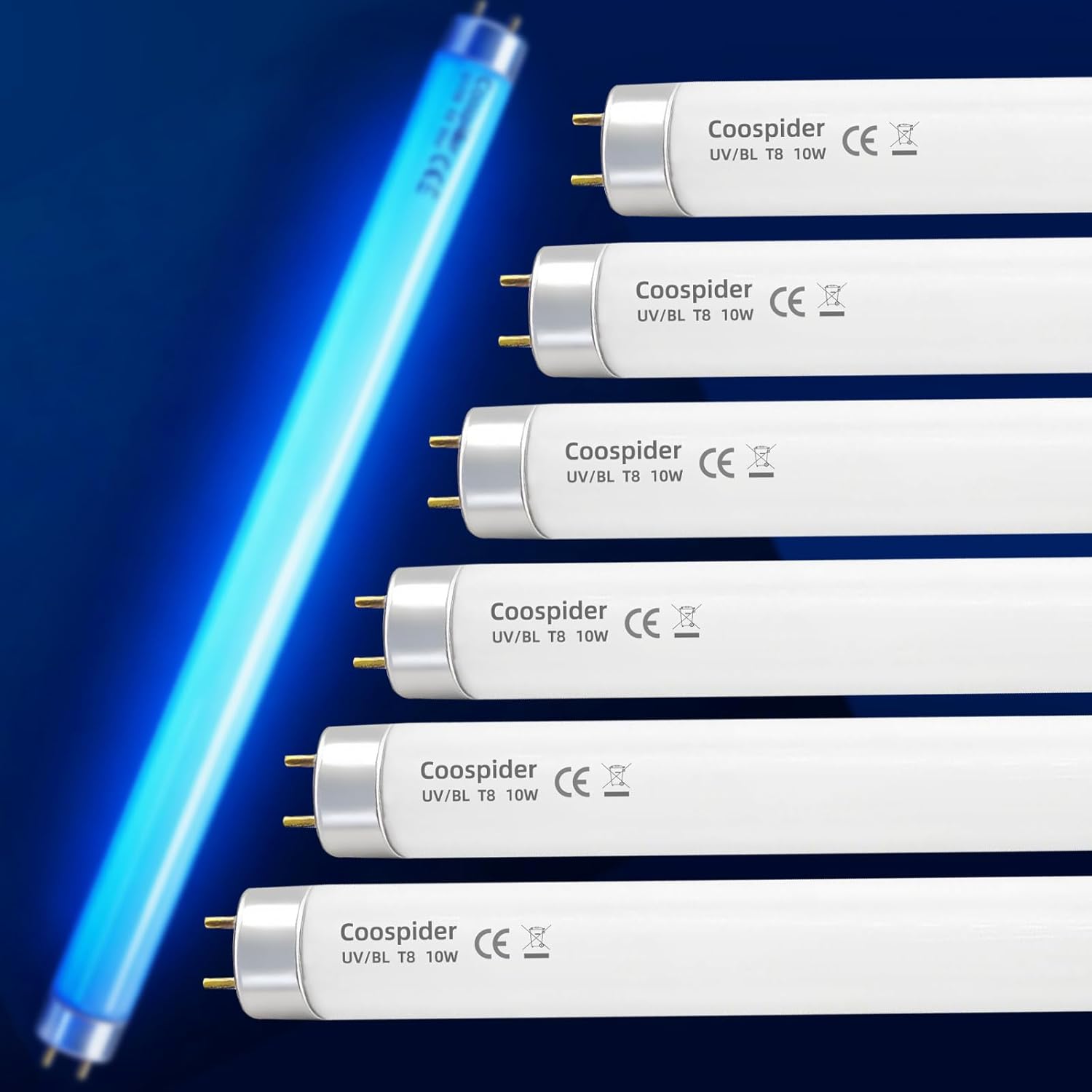 COOSPIDER T8 F10 U/V BL 10W Replacement Light Bulb, CFL Fluorescent Straight Tube, Fluorescent Light for Home/Office, 13 Inch Light Tube for 20W Electric Zapper G13 Base, 10W 6PCS