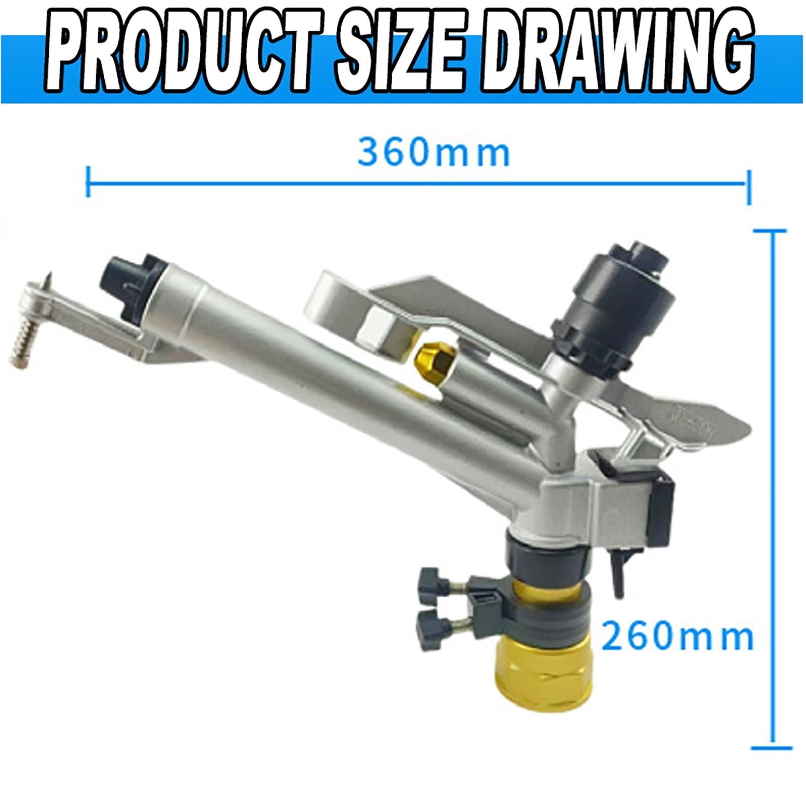 Pistolet do zraszaczy do nawadniania rolniczego, pistolet do natrysku 360°, pistolet do natrysku wody na duże powierzchnie, zestaw narzędzi do natrysku wody, do ogrodu rolniczego, ogrodniczego