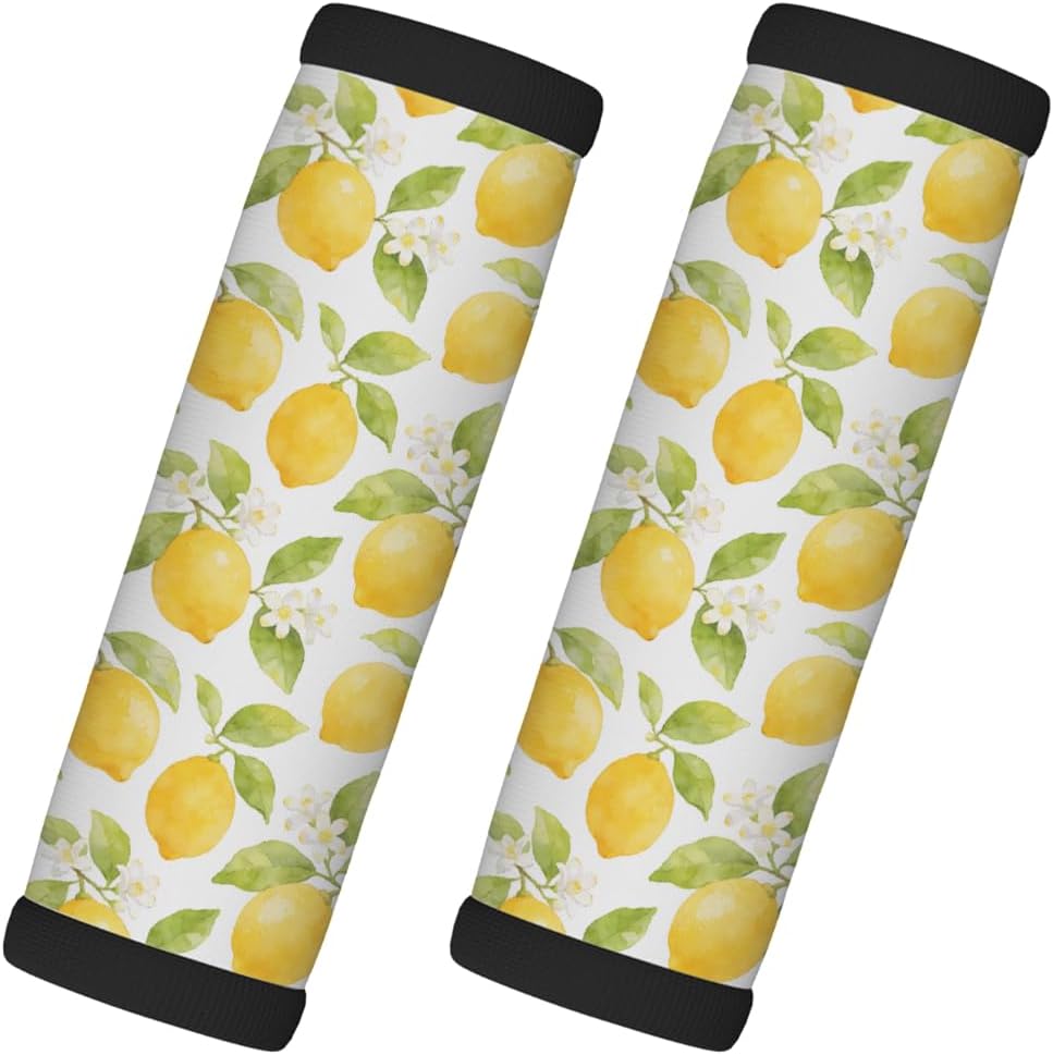 Summer Fruit Watercolor Lemon Luggage Handle Wrap Grips