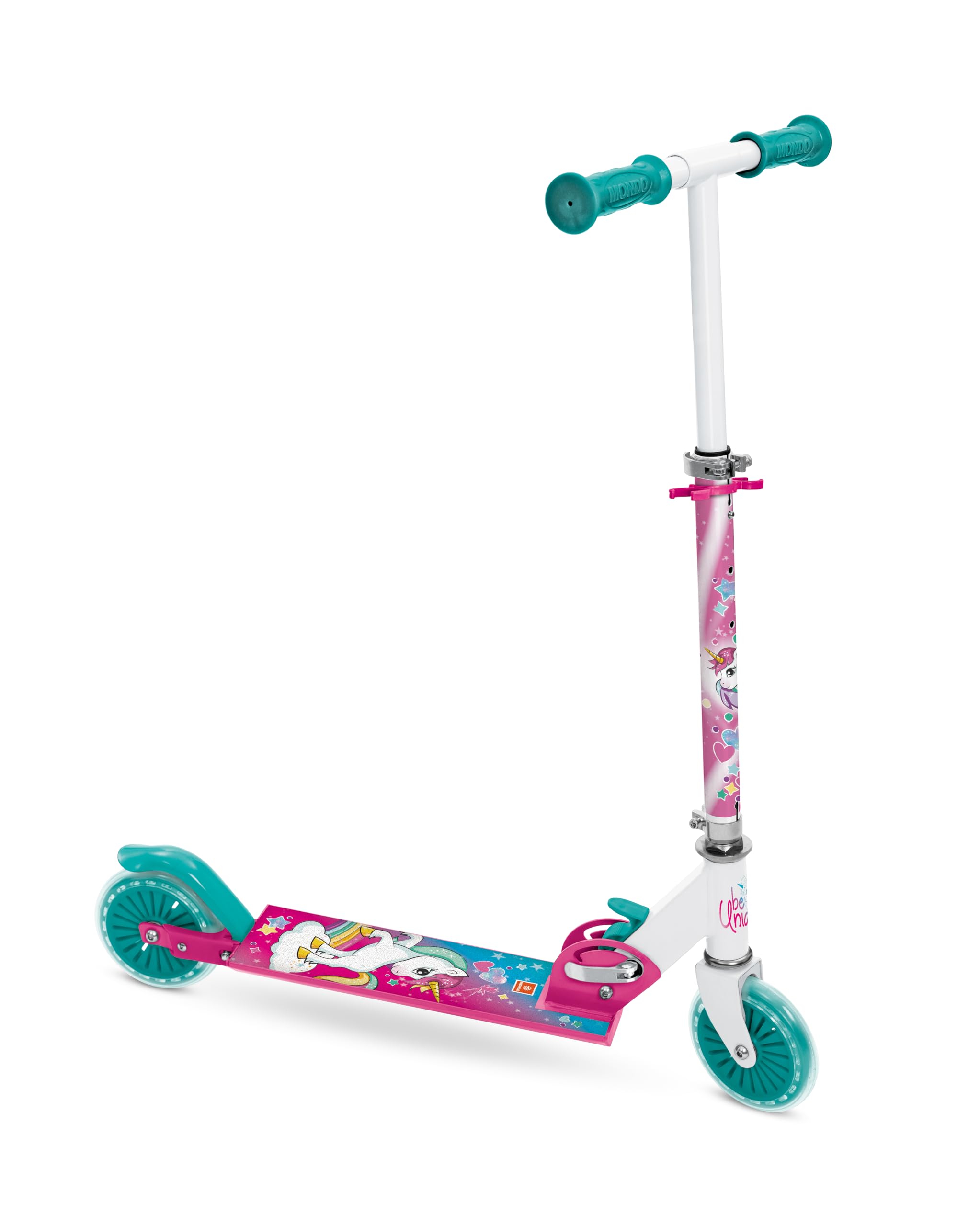 Mondo Kids Unicorn 2 Wheel Foldable Scooter - Adjustable Handlebar - Size 2