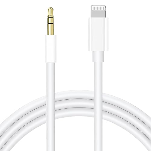 Cable auxiliar Apple MFi certificado iPhone Lightning a conector de auriculares de 0.138 in, cable auxiliar de audio estéreo macho para altavoz de