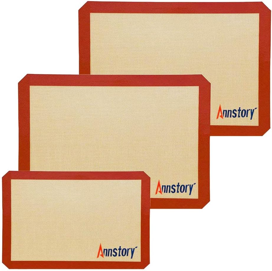 Silicone Baking Mat, Large Nonstick Baking Sheet Set, Reusable Heat Resistant Cookie Pastry Mat Liner for Cupcake Pizza Chicken Toaster Oven Macaron Dough Rolling, Dishwasher Safe BPA Free, Set of 3