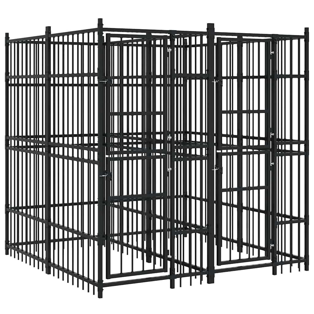 vidaXL Chenil d'Extérieur pour Chiens Acier 3,69 m² Cage Niche Enclos Chiots