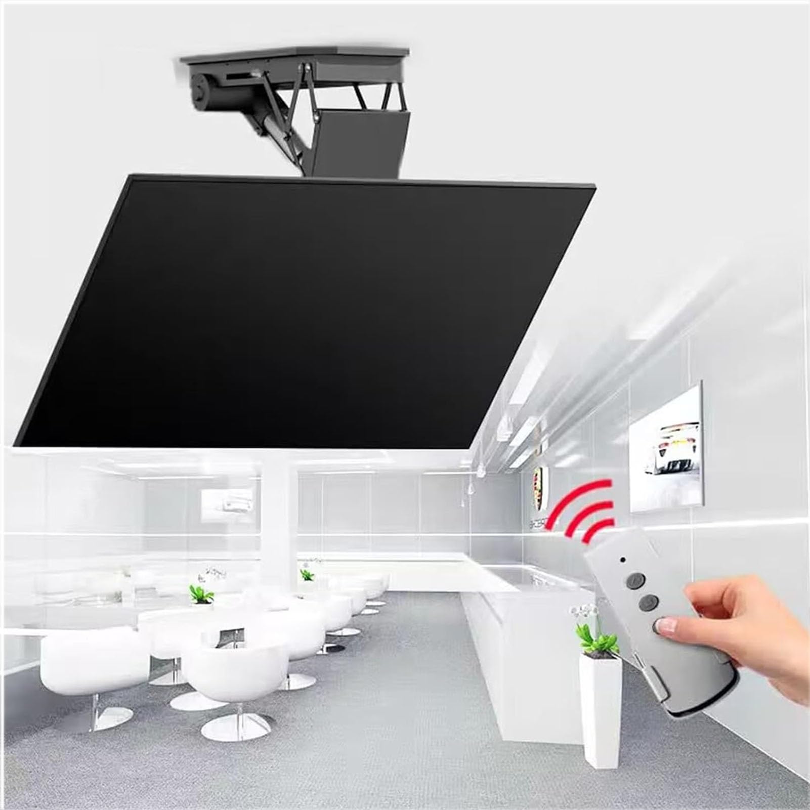 Support TV motorisé rabattable de 0 à 85° avec télécommande pour grand écran 50-90 pouces