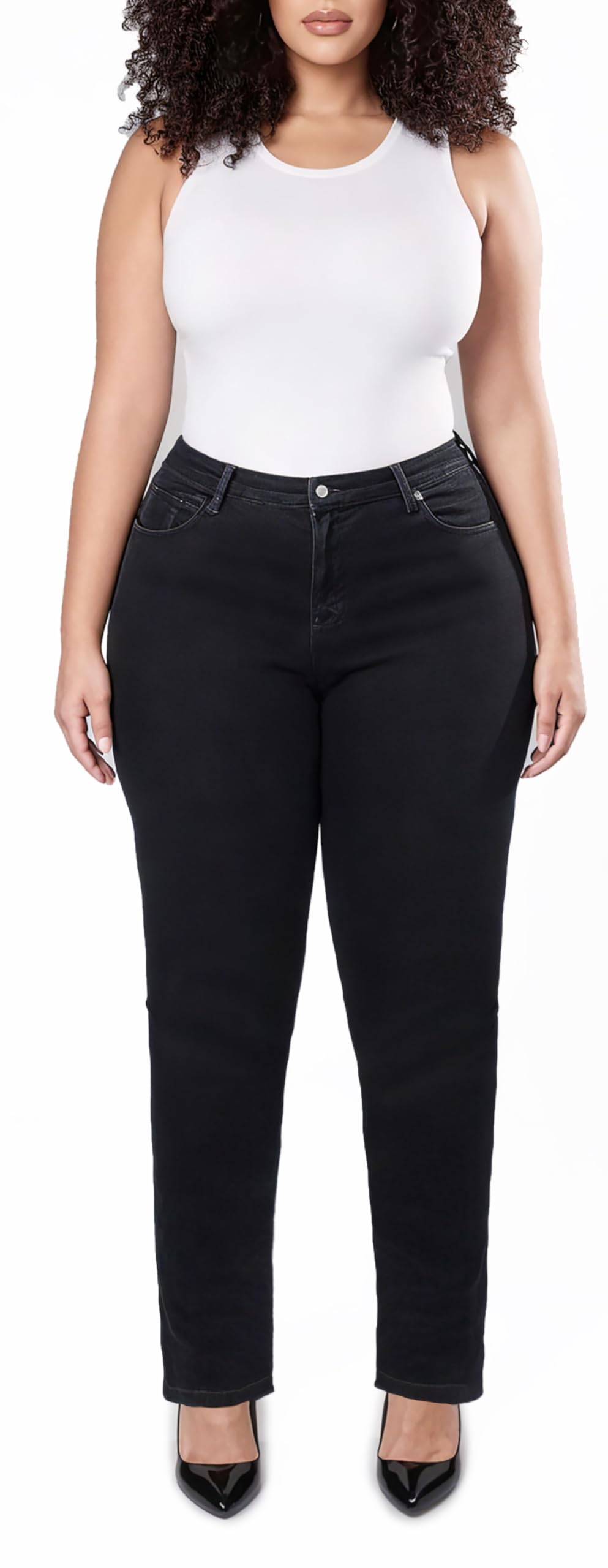 Gloria Vanderbilt Womens Amanda Classic High Rise Tapered Jean Plus Size - Black 22 Plus