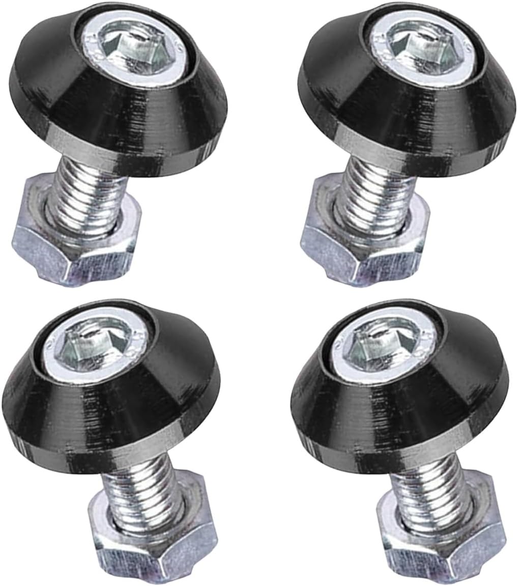 ZIMISI 4PCS License Plate Bolts, Aluminum Alloy Motorcycle License Plate Frame Fastener Accessories, Anti Theft M6 Screws, Car Decorations for Most Motorcycles, Cars, Trucks (Black)