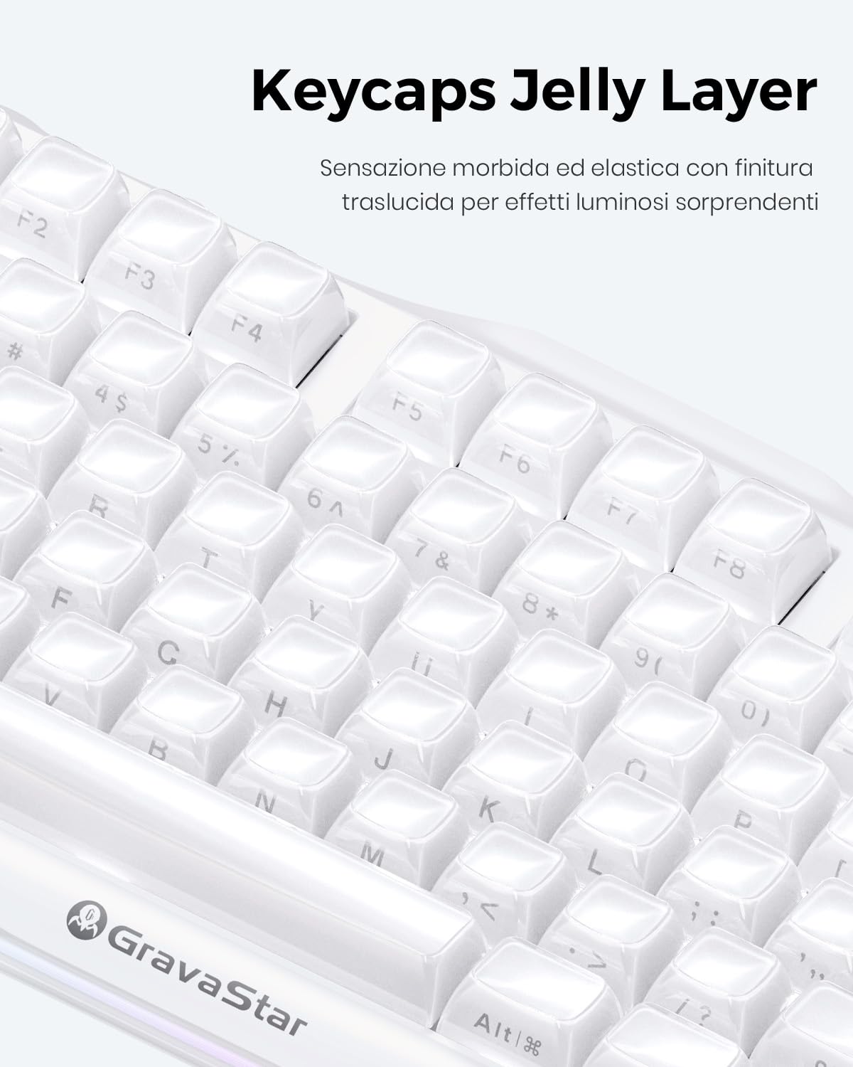 GravaStar Mercury K1 Tastiera Gaming Meccanica Wireless 75%-Bianco