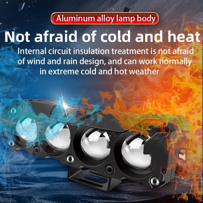 Image of 30W LED Auxiliary Light 4 Lens, Yellow White Beam, 4 Modes Flashing Fog Lamp for Bike & Car