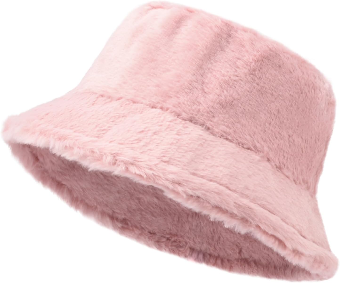 Yonchic Winter Soft Faux Fur Plush Bucket Hat, Lovely Fisherman Cap, Fashion Outdoor Thick Warm Sun Cap for Women