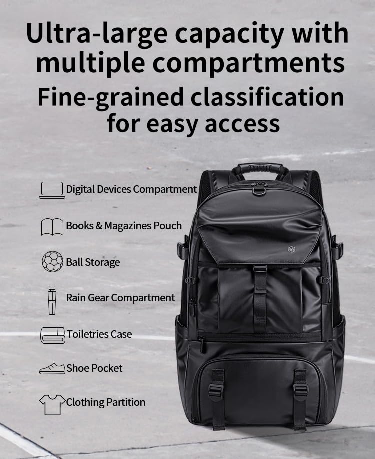 Sports Backpack 50L to 80L Expandable Mutifunction Flight Approved Backpacks 17.3 inch Laptop bags Water Resistant Business Sports BackPack for Women & Men2
