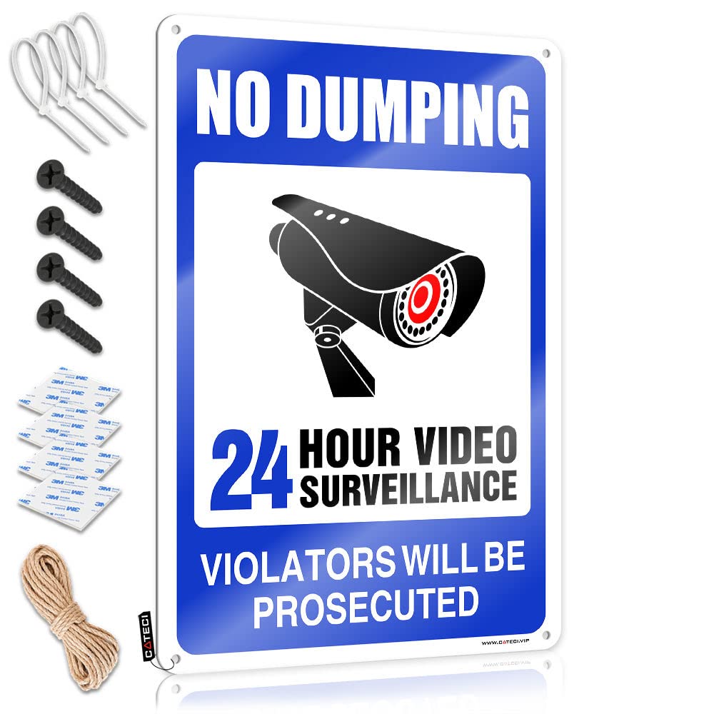 STWNVOITV Bar Funny Signs Warning No Dumping Video Surveillance Violators Will Be Prosecuted Tin Sign Bar Signs For Home Bar Funny Bar Signs Vintage(20X30CM)
