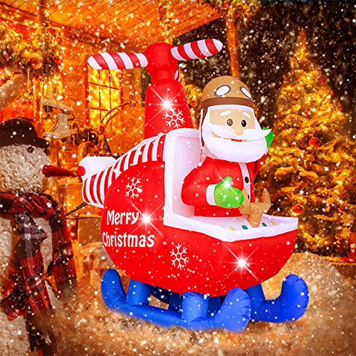 Asteroutdoor 6Ft Christmas Inflatable Decorations Claus Blow Up Built-In Led Outdoor Indoor Yard Lighted For Holiday Season, Quick Air Blown, 6 Feet High, Santa W/Helicopter #TOP6