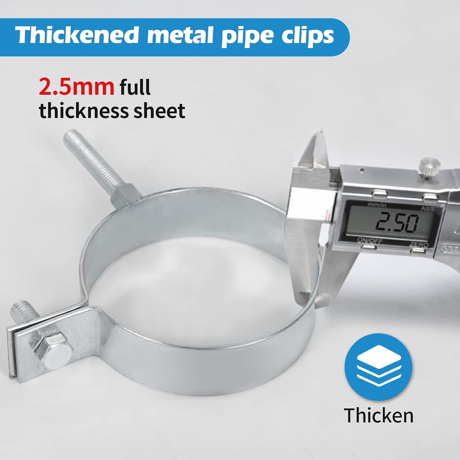 2 Pack 3-Inch Heavy-Duty Adjustable Pipe Brackets with Non-Slip Pads, Galvanized Steel Split Ring Pipe Hangers with Wall Straps & Screws for Vent, Chimney & Duct Pipe Support
