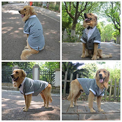 Lovelonglong Pet Costume Dog Suit Formal Tuxedo With Black Bow Tie For Small Dog Yorkshire Terrier Clothing Gray S #TOP5
