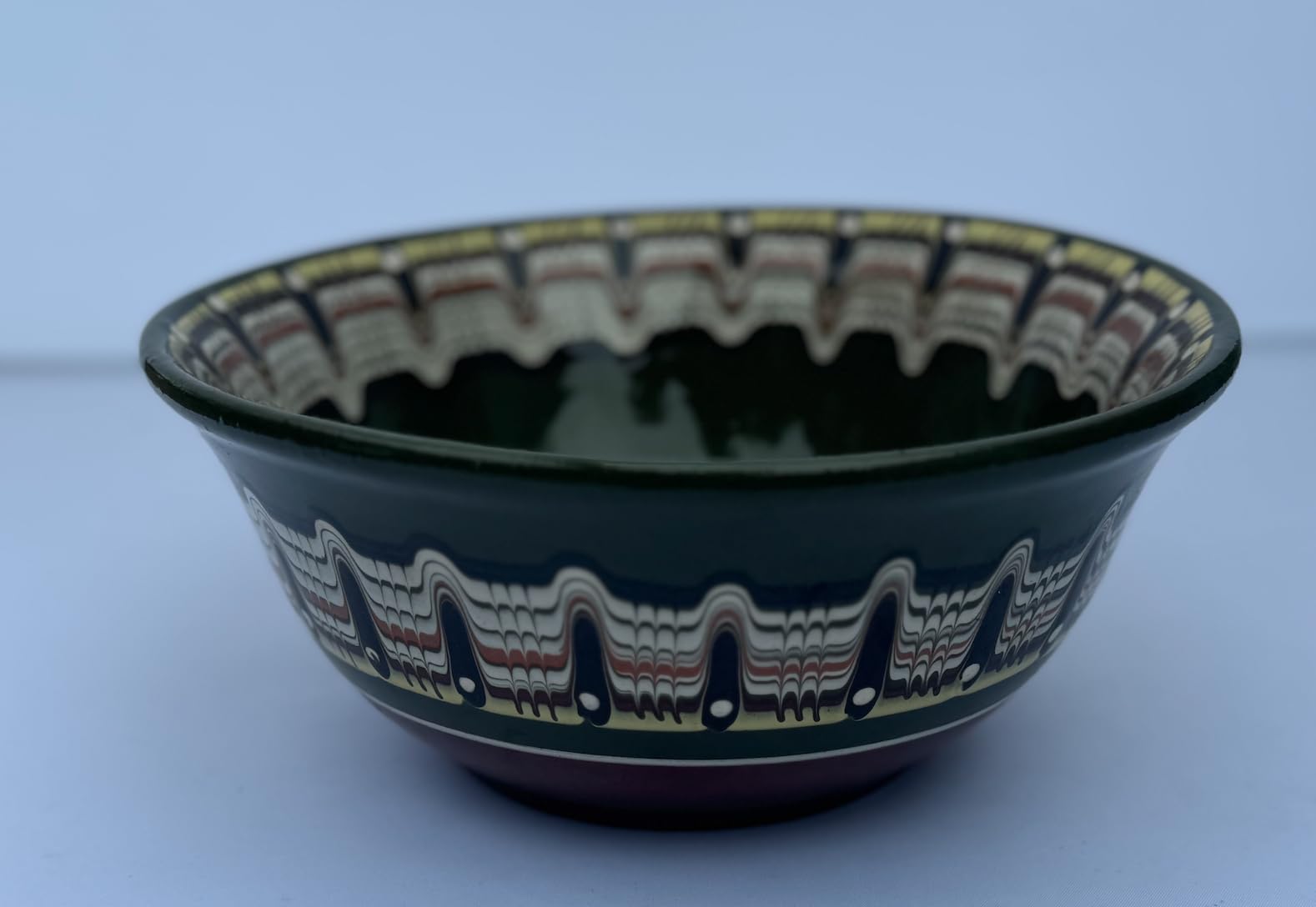 Honey Planet Troyan Pottery Ceramic Salad Bowl, Large (Green)