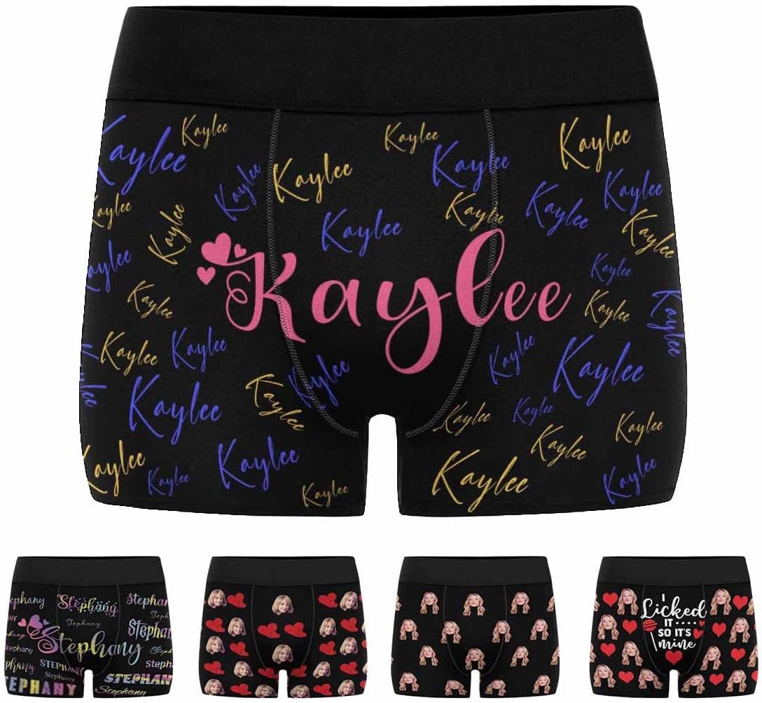 Custom Men's Funny Face Novelty Boxer Briefs Shorts Lips Printed with Photo (XS-XXXL)