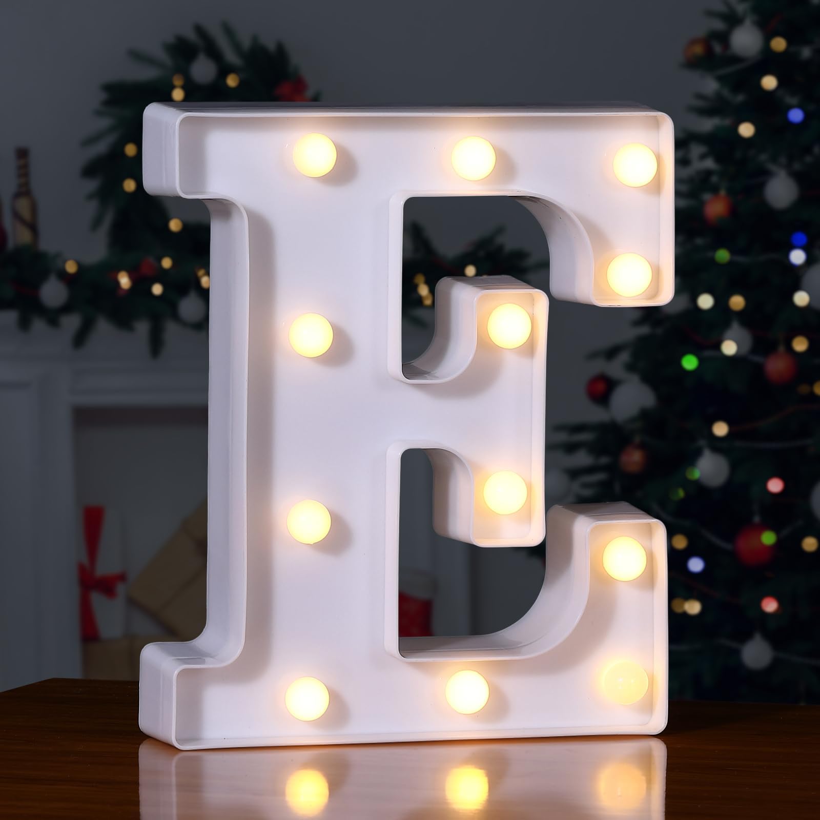 Foaky LED Letter Lights Sign Marquee Light Up Letters Sign for Night Light Wedding/Birthday Party Battery Powered Christmas Lamp Home Bar Decoration(E)