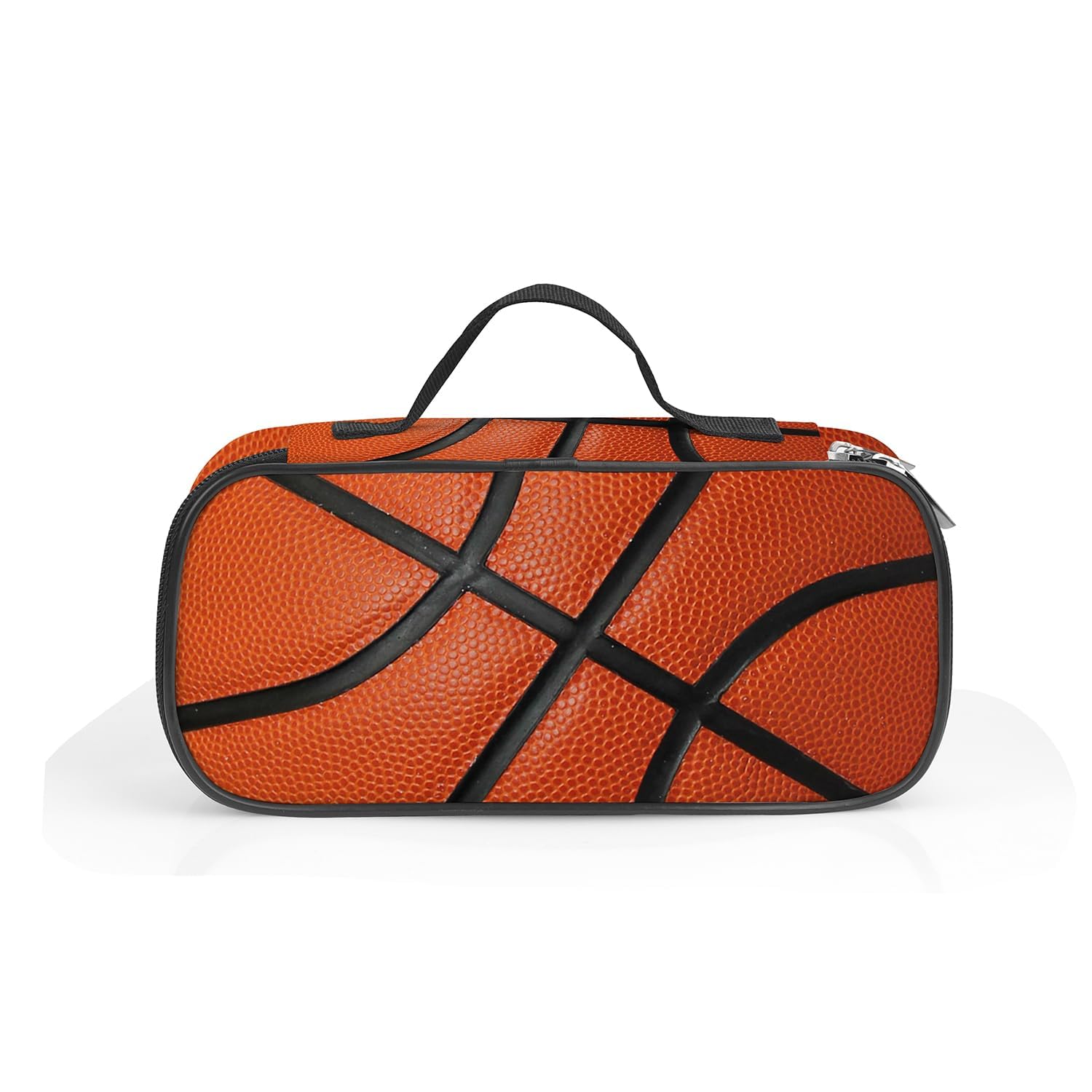 MyrkalaToy Rugby Ball Design Pencil Case with Handle - Large Capacity Zippered Pen Pouch for School, Office Travel Supplies, I-Deal G-ift for Students, Boys Girls, 24x11x6cm (Orange)
