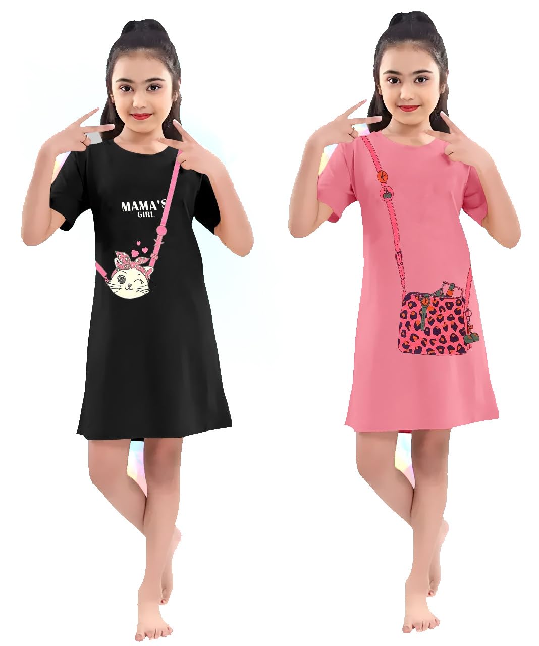 Toddler Girls Longer Length Tshirt(Girls Long Tshirt-Black,Pink-4/5) - Review, Price and Buying Guide