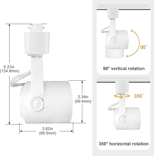 Miniatura 4 de Arcfox Cabezales de luz LED de pista de 9W 4000K blanco frío, regulables, 3 cables, circuito único, tipo H, accesorio de iluminación de riel, ángulo