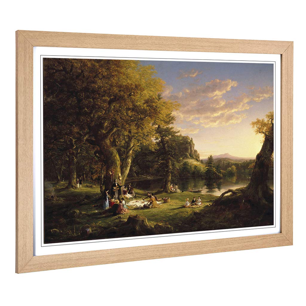 Big Box Art Framed Print of Thomas Cole The Pic Nic Design | Wall Art Picture | Home Decor for Kitchen, Living, Dining Room, Bedroom, Hallway, Office, Oak, A2 / 24.5x18 Inch / 62x45cm