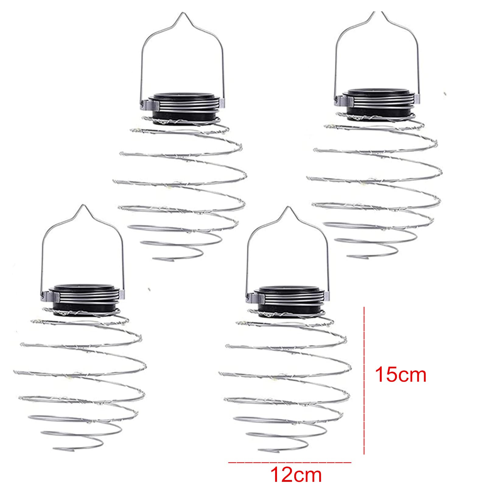 4 faroles solares en espiral, linterna colgante creativa con asa, luces decorativas de jardín al aire libre alimentadas por energía solar para patio, porche, camino