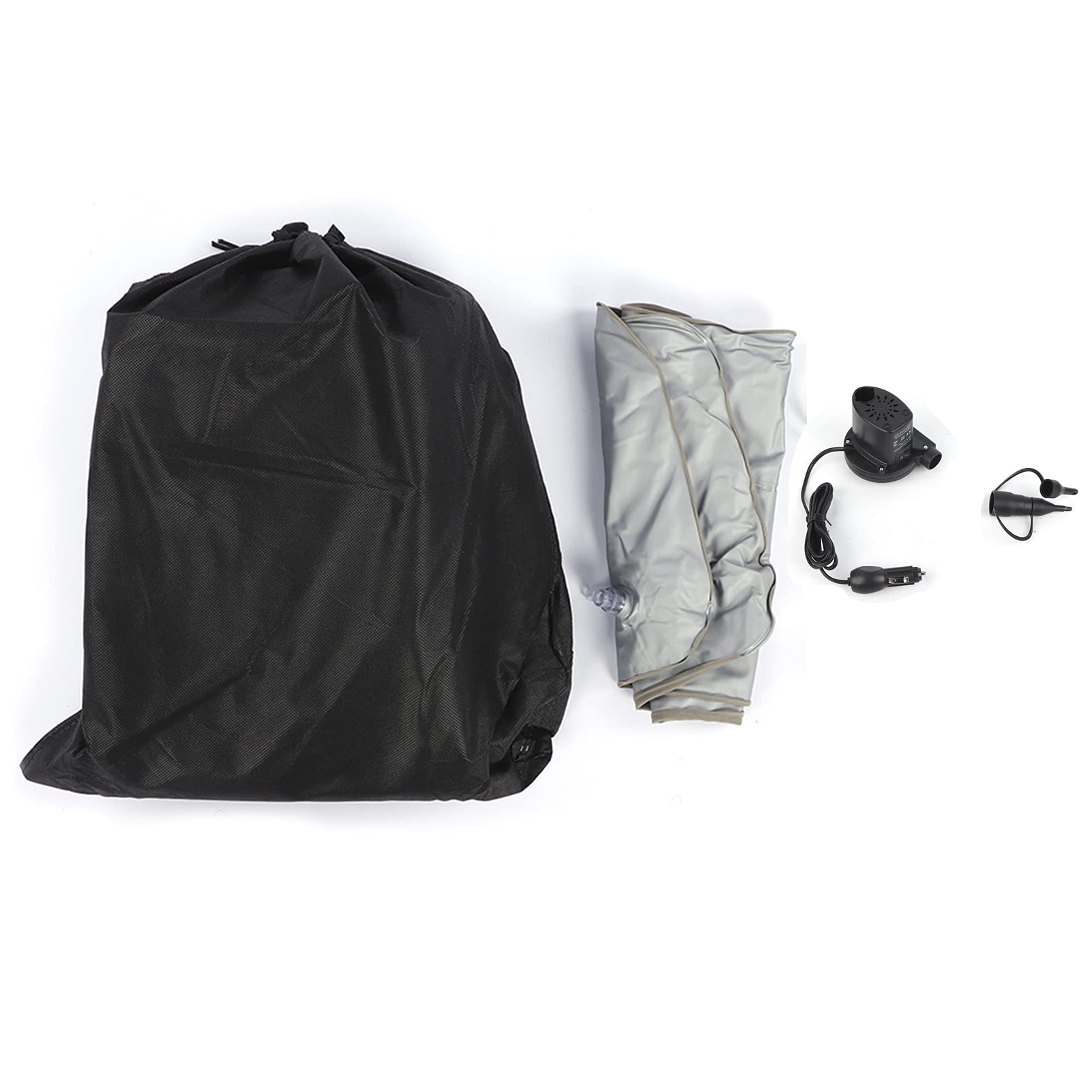 Nadmuchiwany Materac Samochodowy z pompką, Premium Flocking PVC, Miękki Oddychanie, do Podróży i Biwakowania (GREY)