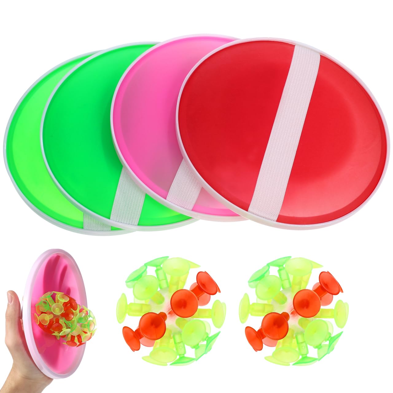 Abaodam Suction Cup Ball Toy for Kids - Lightweight Plastic Sticky Catch Ball and Paddle Game Interactive Suction Throwing Balls for Outdoor Family Fun