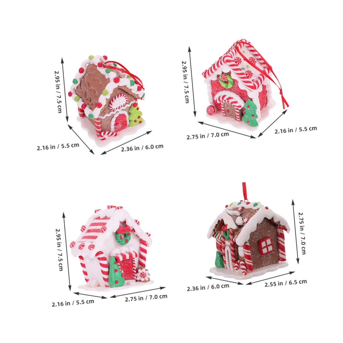 ORFOFE 4piezas Adornos Colgantes De Casa De Jengibre para Decoración De Árbol De Navidad y Fiesta Accesorios Navideños para Escritorio y Hogar