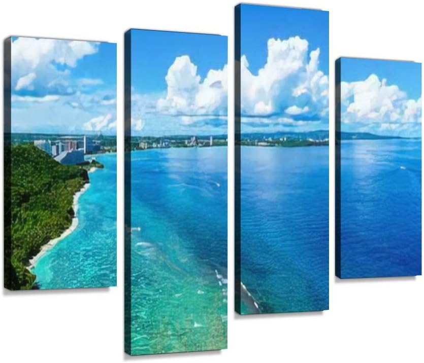 Two Lovers Point in Guam Canvas Wall Art Hanging Paintings Modern Artwork Abstract Picture Prints Home Decoration Gift Unique Designed Framed 4 Panel