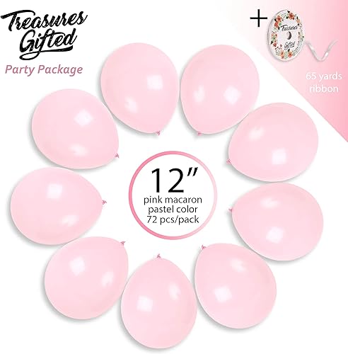Vista 46 de Treasures Gifted Globos de color rosa claro macarrón, globos rosa pastel, globos rosa bebé de 12 pulgadas, globos rosa rubor, globos rosas grandes
