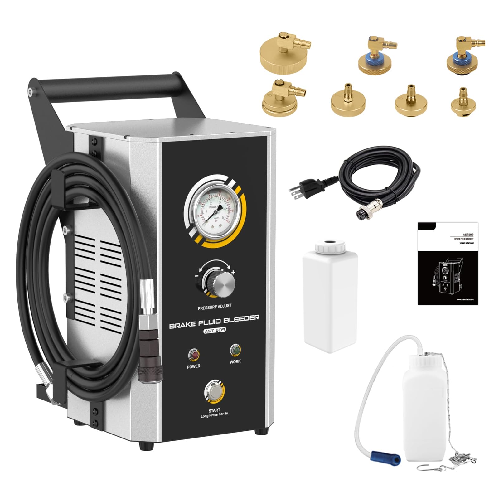 Electric Brake Bleeder Kit,One-Person Operation 110V Automotive Brake Fluid Oil Exchanger Machine,Brake Oil Fluid Extractor Pump,Standard &amp; Fast Mode,One Button Fluid Exchange