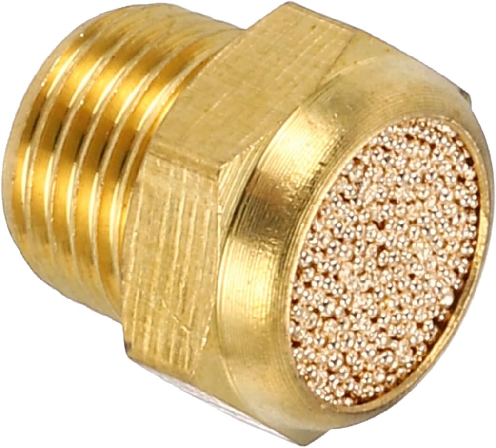 MECCANIXITY 1Pcs Air Compressor Muffler, 1/8" NPT-10mm Male Thread Sintered Bronze Exhaust for Pneumatic Tools Industrial Machinery, Flat