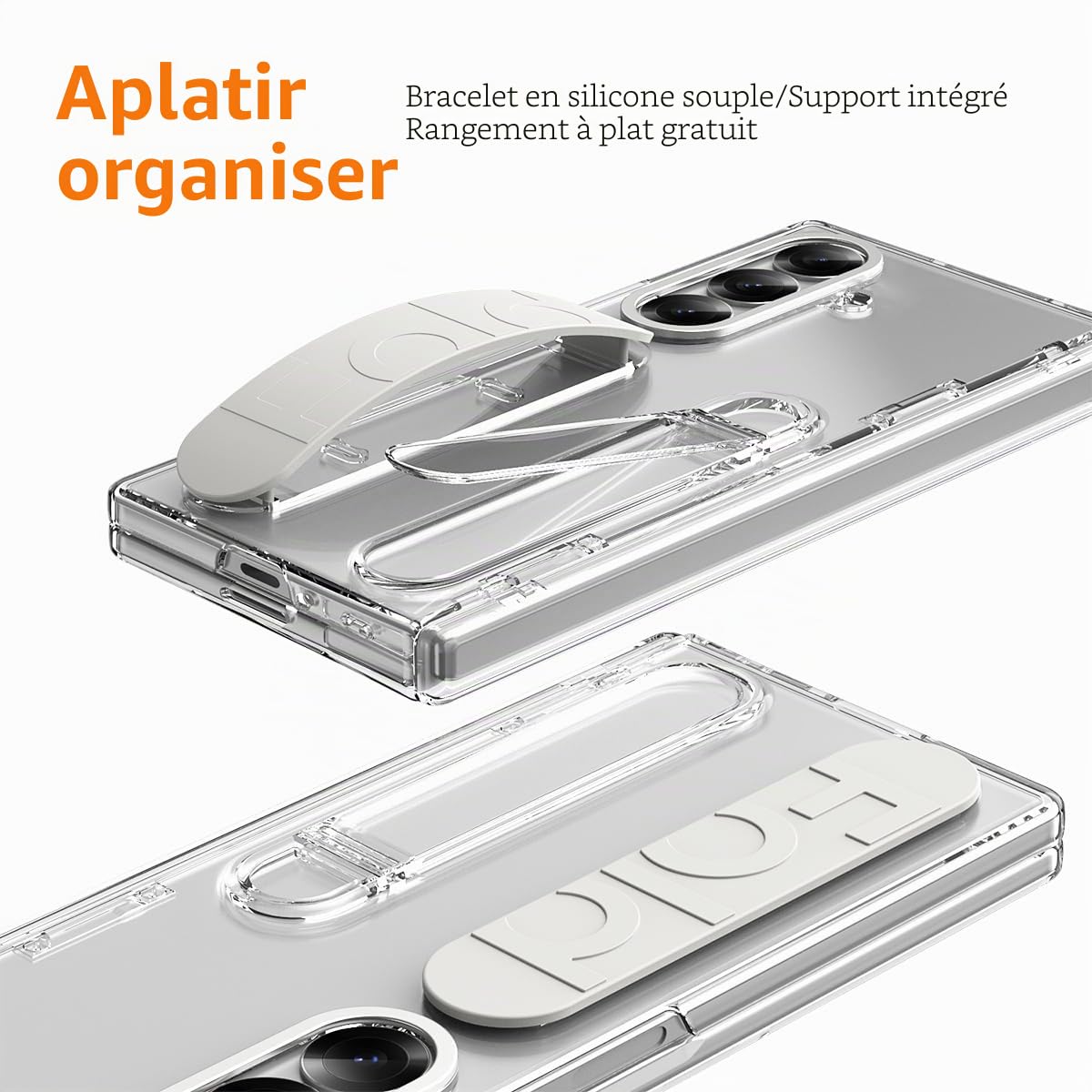 Coque pour Samsung Galaxy Z Fold 7 avec protecteur d'écran intégré/Boucle à bague pour les doigts/Protection des charnières/Support avec pied et protection contre les chocs - Étui souple antidérapant