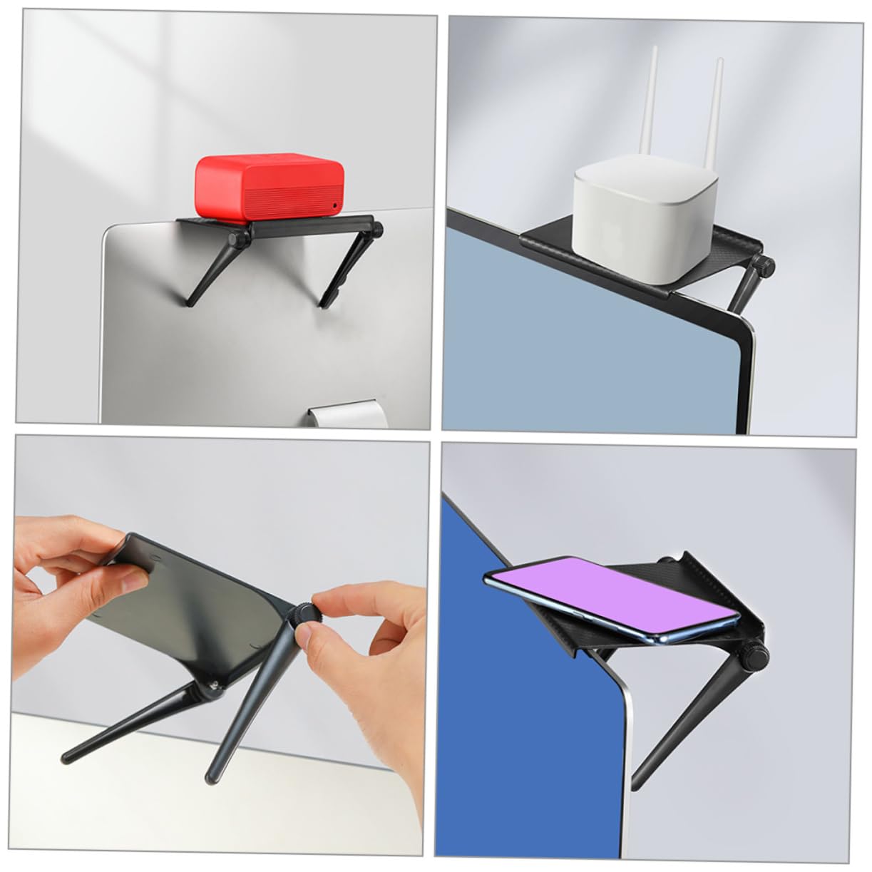 Étagère Supérieure pour Écran et Routeur 16,4x11,3 Cm en Plastique Résistant Support de Rangement Polyvalent pour Télévision Bureau Salon Lot de 3 Pièces