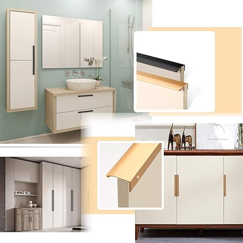 Miniatura 7 de Juego de 10 tiradorespomos de estilo moderno con borde de dedo, oculto, para muebles y cajones, encimera, cocina