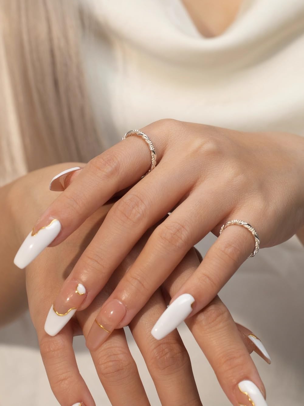 LUKRAY Sterling Silver Hand Braided Twisted Rope Stacking Ring