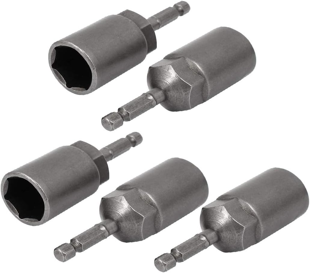 New Lon0167 81mm Length Featured 19mm Hex drill reliable efficacy hole 8mm Hexagonal Deep Socket Nut Driver Bit Gray 5pcs(id:075 23 7c 1e8)