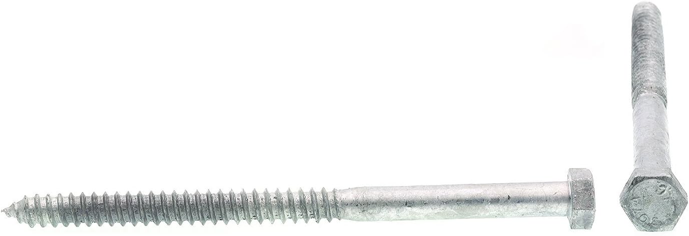 Prime-Line 9057586 Hex Lag Screws, 5/8 In. X 10 In, A307 Grade A Hot Dip Galvanized (5 Pack), Zinc