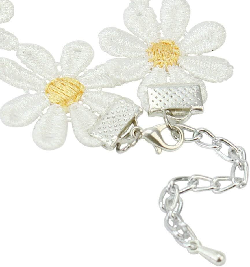 Art Attack Driving Miss Daisy Choker Necklace For Women Festival Party Favors Boho Flower Daises Floral Bohemian Fashion Hair White & Yellow - Image 3