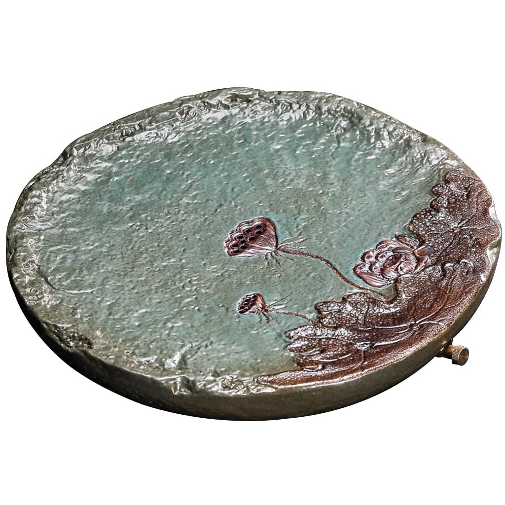 Bandeja para Servir té Kungfu, Elegante cerámica para Mesa de Kungfu, con Almacenamiento y Drenaje de Agua (Verde, 32,5 x 32,5 x 3,5 cm)
