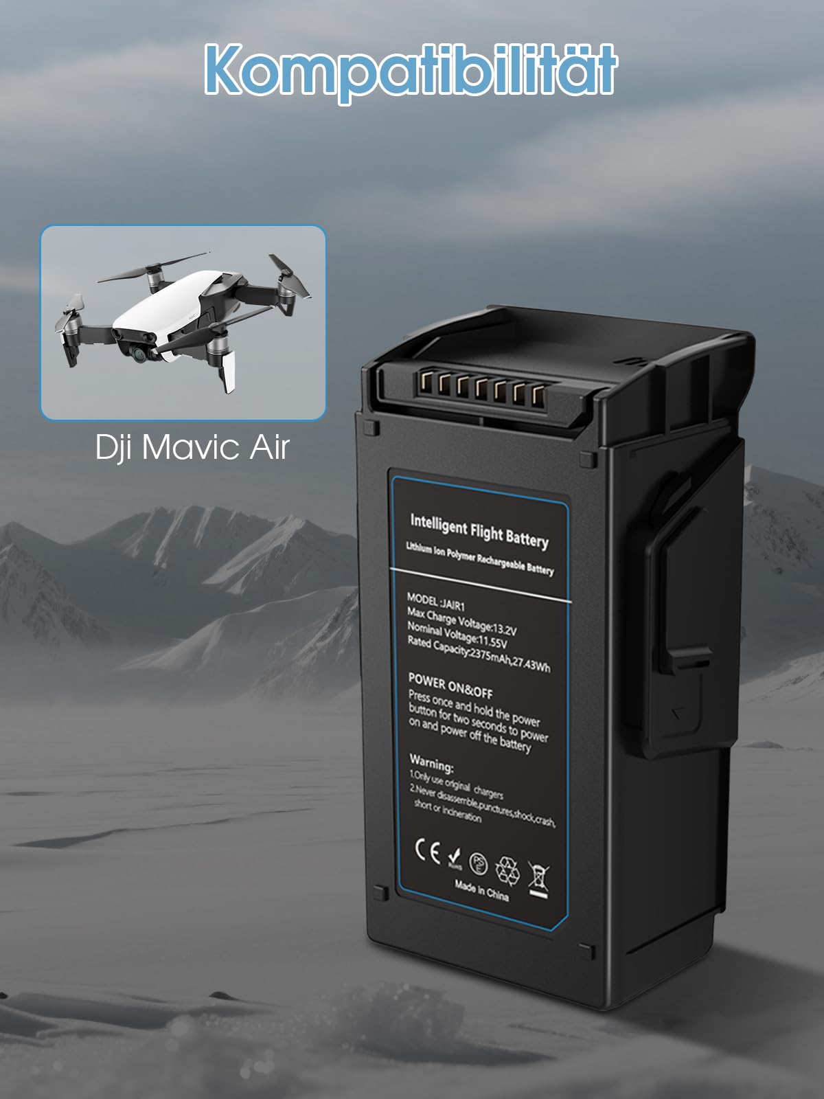 Homesuit Mavic Air - Batería de vuelo inteligente (11,55 V, 2375 mAh, para drone DJI Mavic Air, 21 minutos de tiempo máximo de vuelo (solo para cargadores originales DJI)