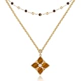 Tiger Eye Clover Necklaces Set for Women