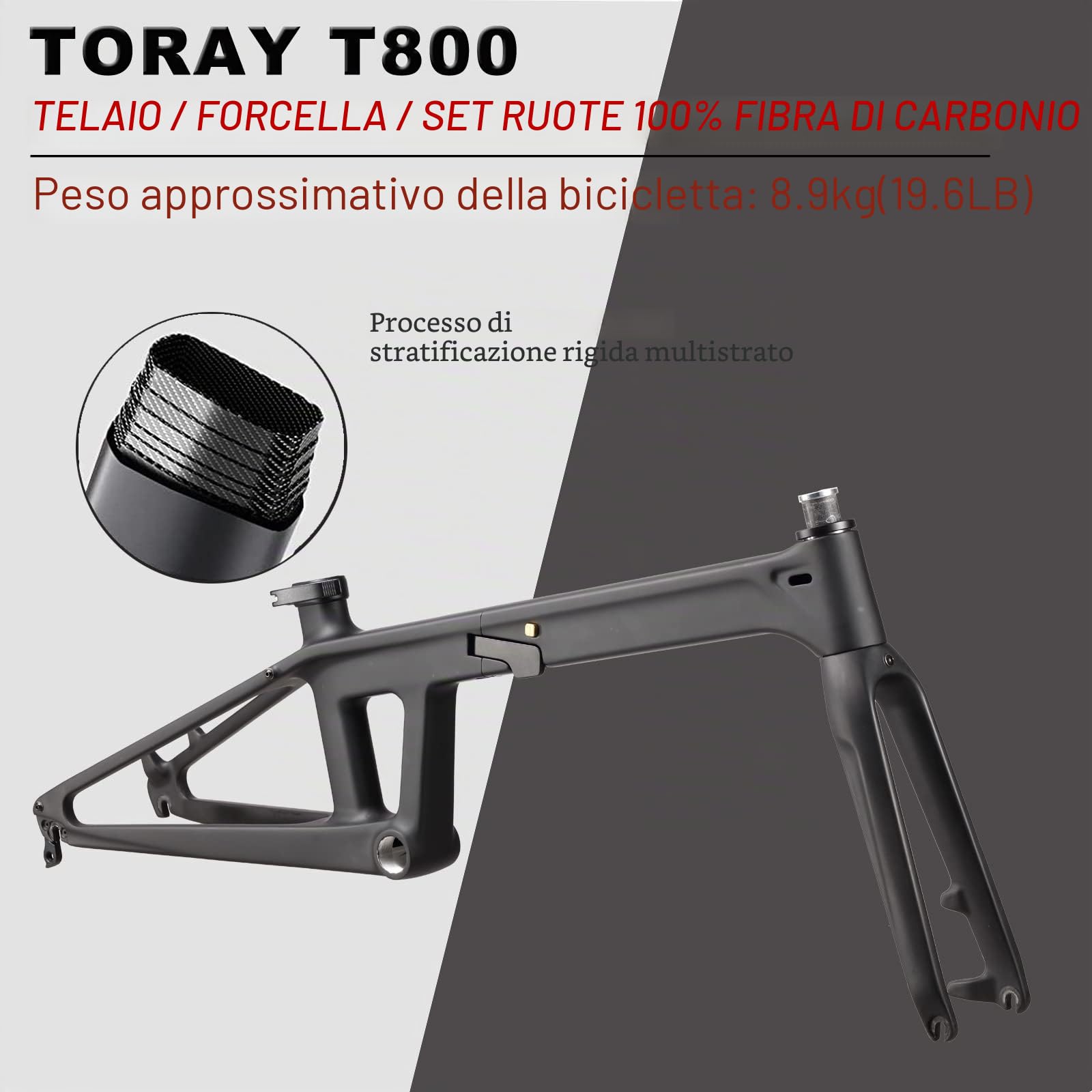 KABON Bicicletta pieghevole per adulti, mini-compatto pendolari in fibra di carbonio City Folding Bike 20inch Carbon Folding Bicycle con ruota in carbonio