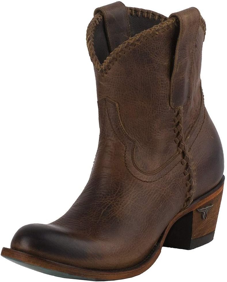 Lane Womens Plain Jane Braided Round Toe Bootie Casual Boots Ankle Low Heel 1-2" - Brown